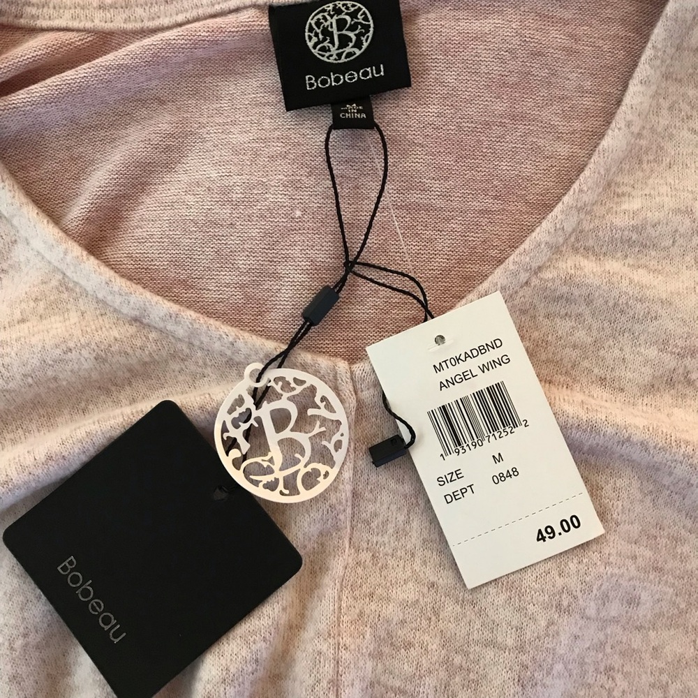 Bobeau Angel Wing Women's Marled V-Neck Top Dusty Rose Size Medium NWT - Picture 6 of 10